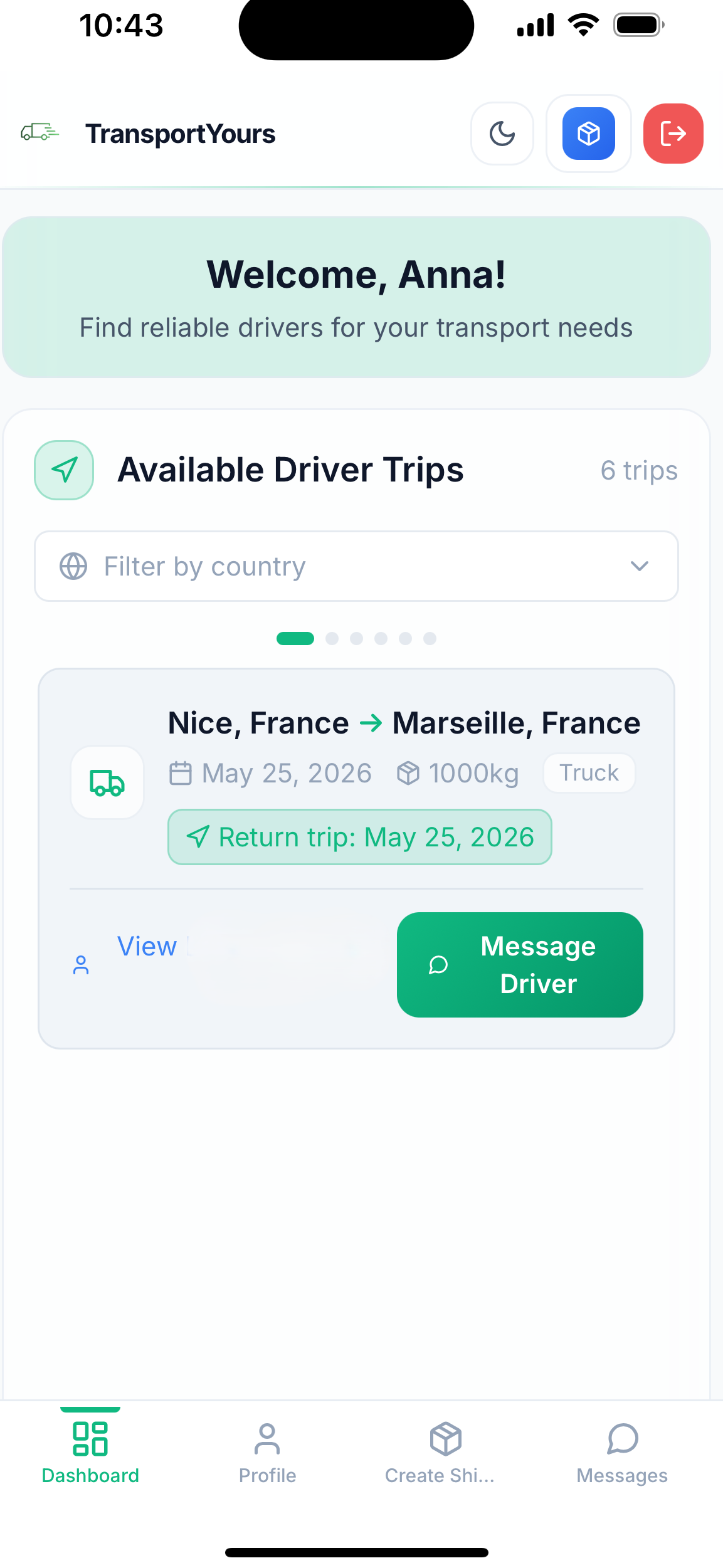 TransportYours app screenshot